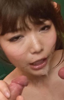 Megumi Shino sucking three guys in asian blowjobs porn