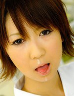 Japanese cutie Hazuki Miria blowing and unloaded in her lips
